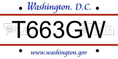 T663GW District Of Columbia License Plate