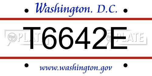T6642E District Of Columbia License Plate