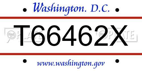 T66462X District Of Columbia License Plate