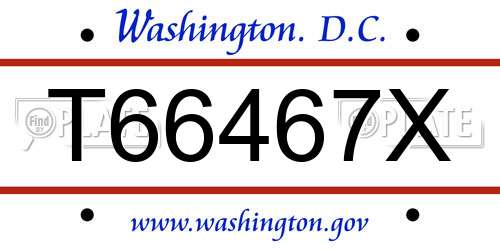T66467X District Of Columbia License Plate