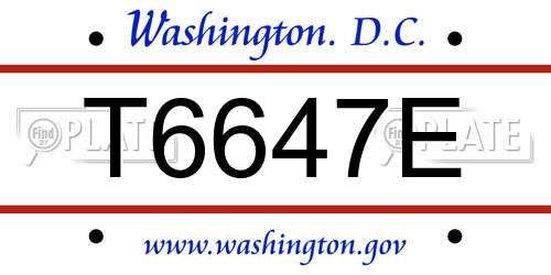 T6647E District Of Columbia License Plate