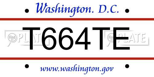 T664TE District Of Columbia License Plate
