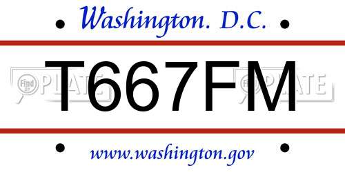 T667FM District Of Columbia License Plate