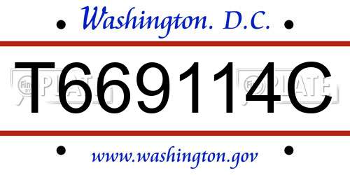 T669114C District Of Columbia License Plate