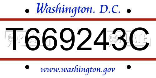 T669243C District Of Columbia License Plate