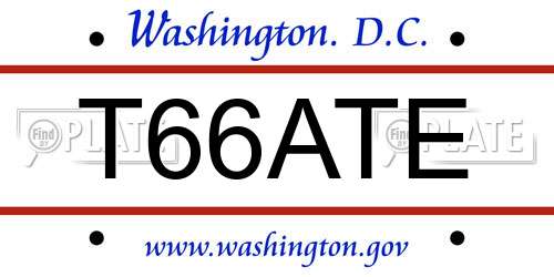 T66ATE District Of Columbia License Plate