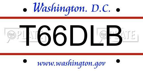 T66DLB District Of Columbia License Plate