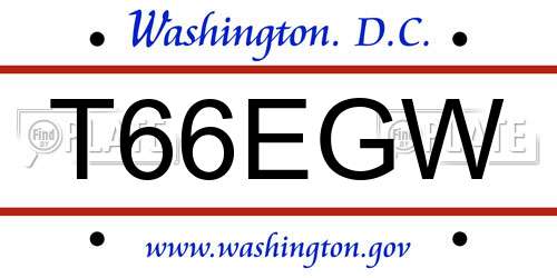 T66EGW District Of Columbia License Plate