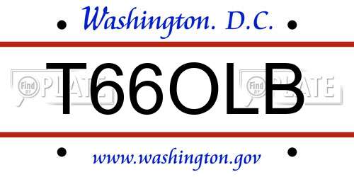 T66OLB District Of Columbia License Plate