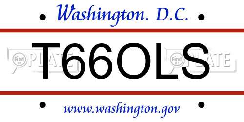 T66OLS District Of Columbia License Plate