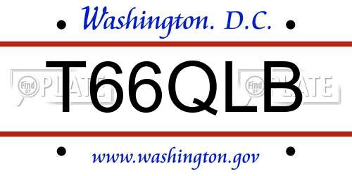 T66QLB District Of Columbia License Plate