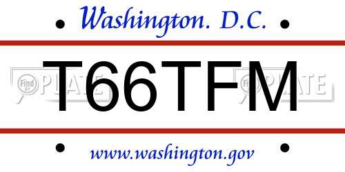 T66TFM District Of Columbia License Plate