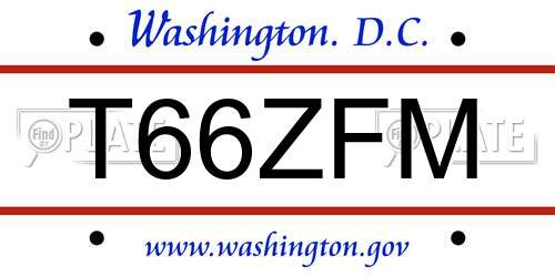 T66ZFM District Of Columbia License Plate