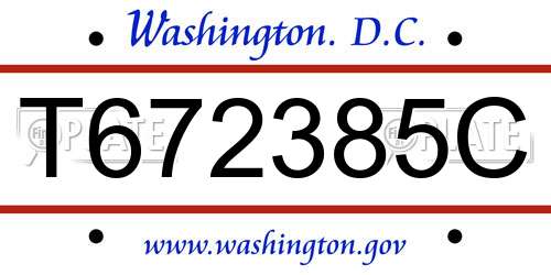 T672385C District Of Columbia License Plate