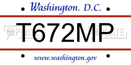 T672MP District Of Columbia License Plate