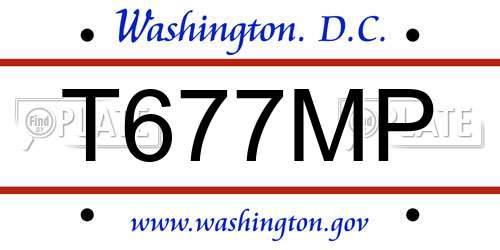 T677MP District Of Columbia License Plate