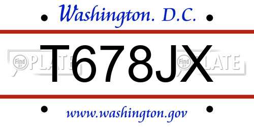 T678JX District Of Columbia License Plate