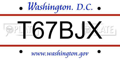 T67BJX District Of Columbia License Plate
