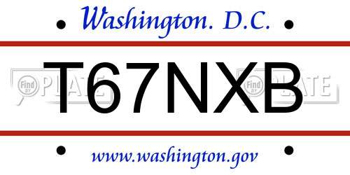 T67NXB District Of Columbia License Plate