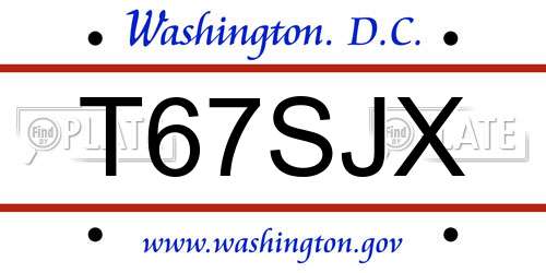 T67SJX District Of Columbia License Plate