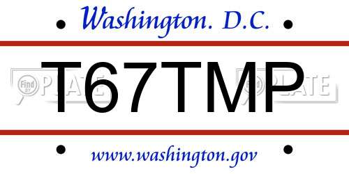 T67TMP District Of Columbia License Plate