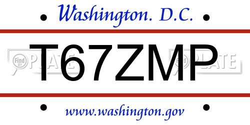 T67ZMP District Of Columbia License Plate