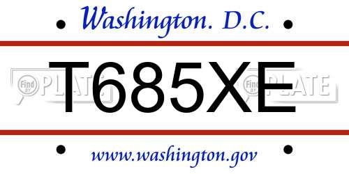 T685XE District Of Columbia License Plate