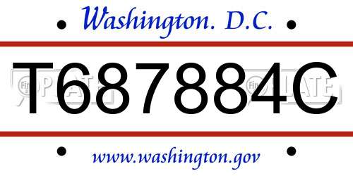 T687884C District Of Columbia License Plate