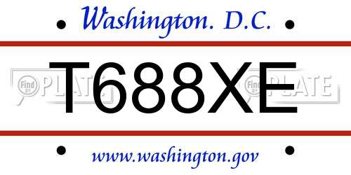 T688XE District Of Columbia License Plate