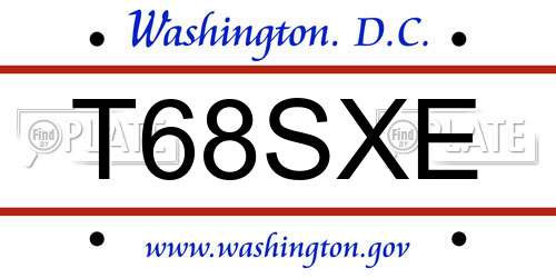 T68SXE District Of Columbia License Plate