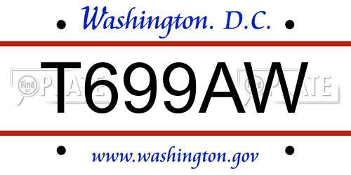 T699AW District Of Columbia License Plate