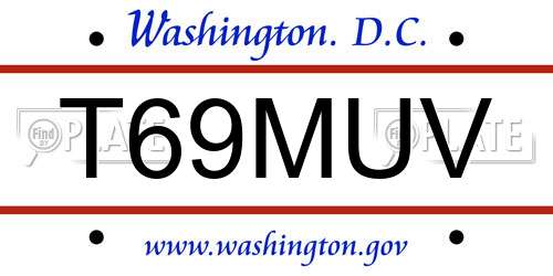 T69MUV District Of Columbia License Plate
