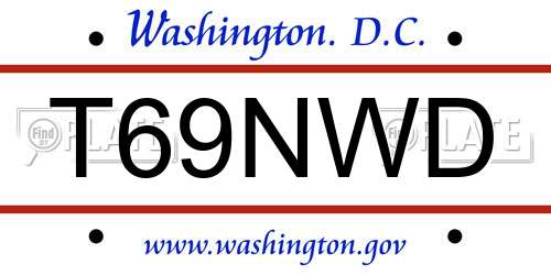 T69NWD District Of Columbia License Plate