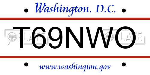 T69NWO District Of Columbia License Plate