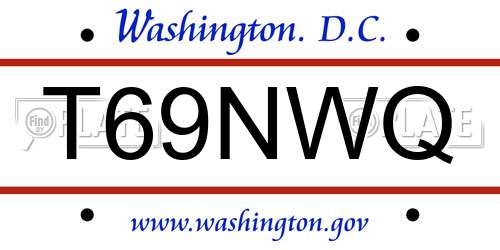 T69NWQ District Of Columbia License Plate