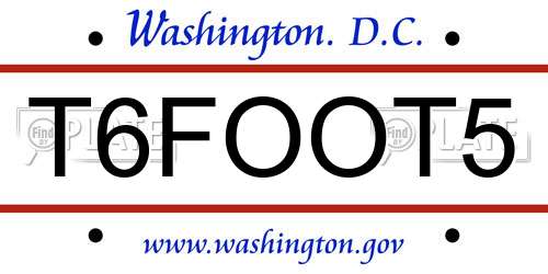 T6FOOT5 District Of Columbia License Plate