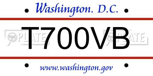T700VB District Of Columbia License Plate