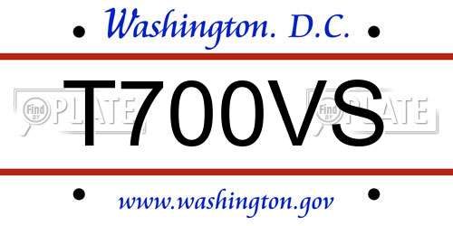 T700VS District Of Columbia License Plate