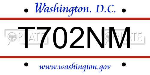 T702NM District Of Columbia License Plate
