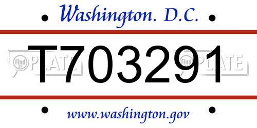 T703291 District Of Columbia License Plate