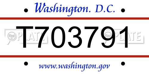 T703791 District Of Columbia License Plate