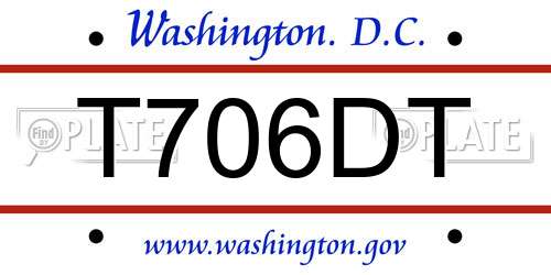 T706DT District Of Columbia License Plate
