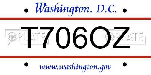 T706OZ District Of Columbia License Plate