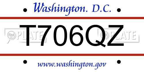 T706QZ District Of Columbia License Plate