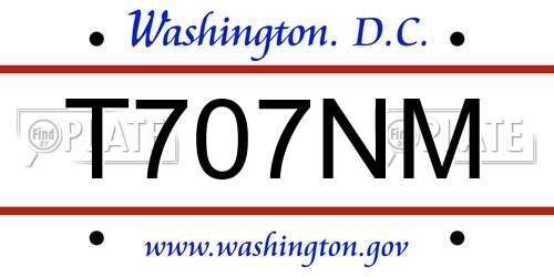 T707NM District Of Columbia License Plate