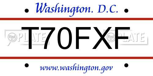 T70FXF District Of Columbia License Plate
