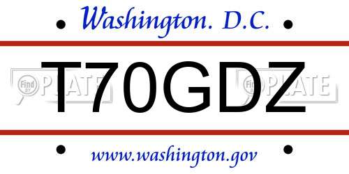 T70GDZ District Of Columbia License Plate