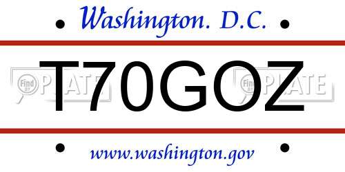 T70GOZ District Of Columbia License Plate