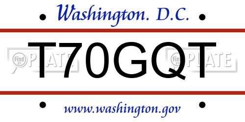 T70GQT District Of Columbia License Plate