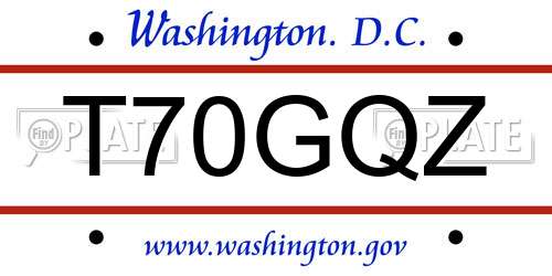 T70GQZ District Of Columbia License Plate